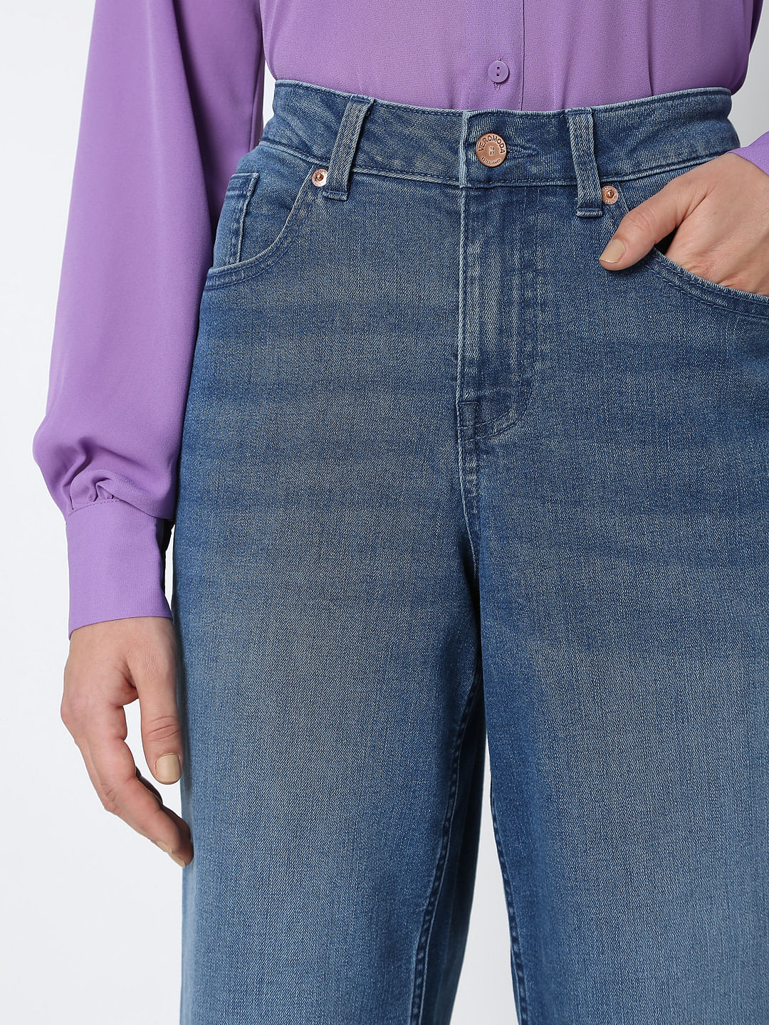 Blue High Rise Zoey Wide-Leg Jeans