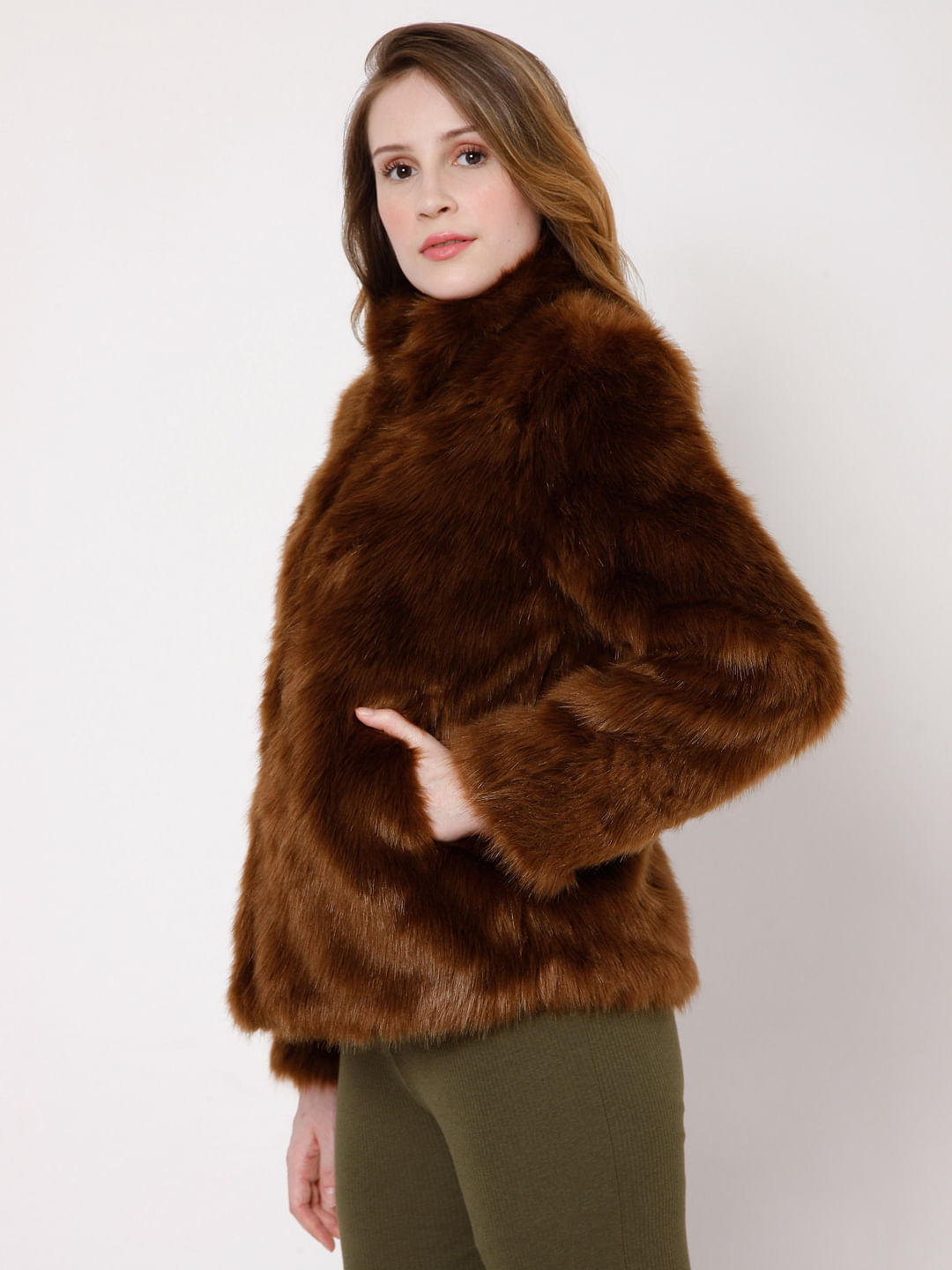 Faux Fur Animal Print Coat