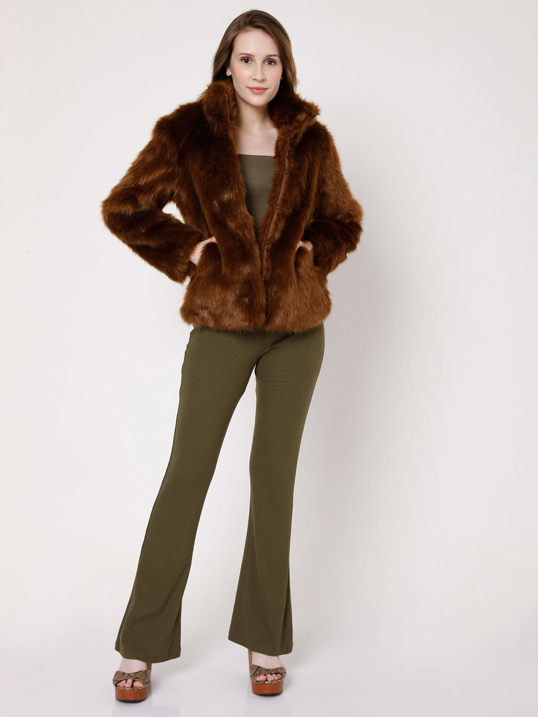 Faux Fur Animal Print Coat