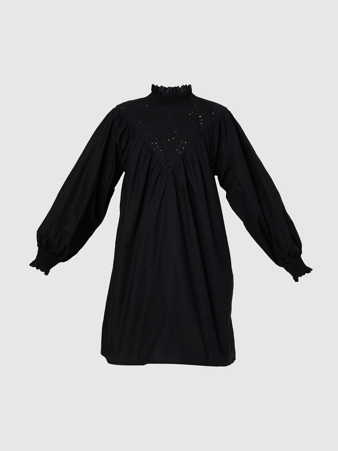 Black Schiffli Shift Dress