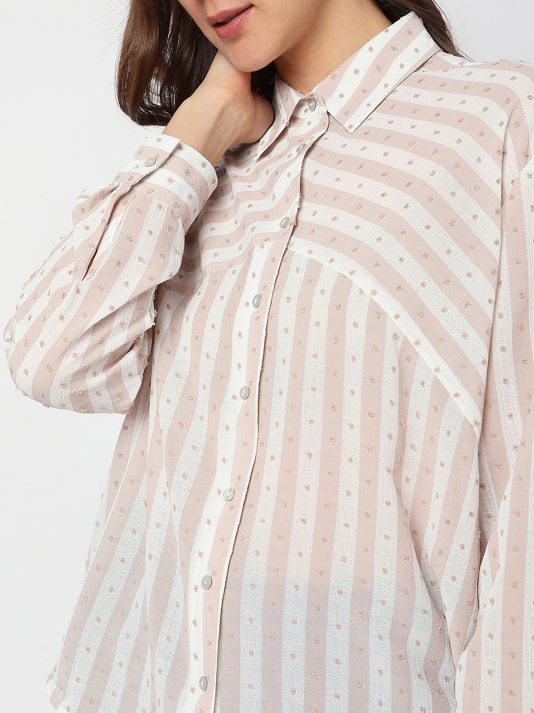 Beige Striped Printed Shirt