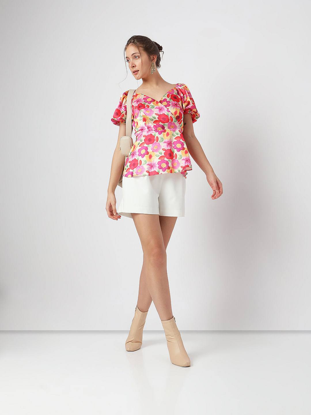 Red Floral Peplum Top