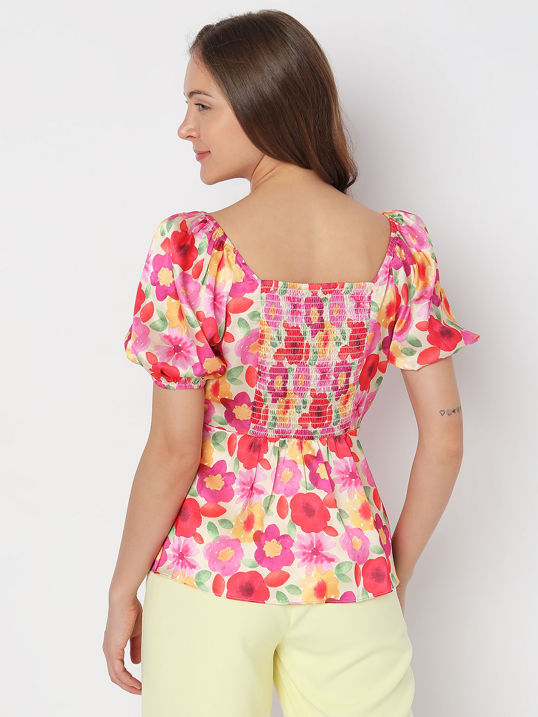 Red Floral Peplum Top