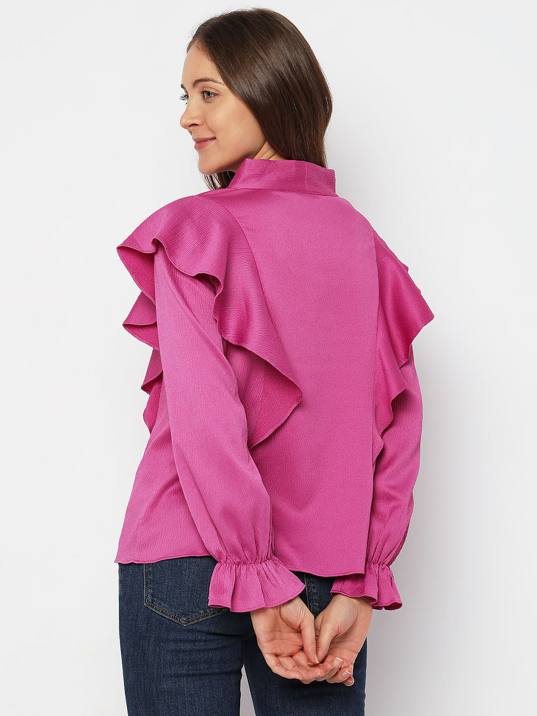 Purple Ruffle Sleeves Top