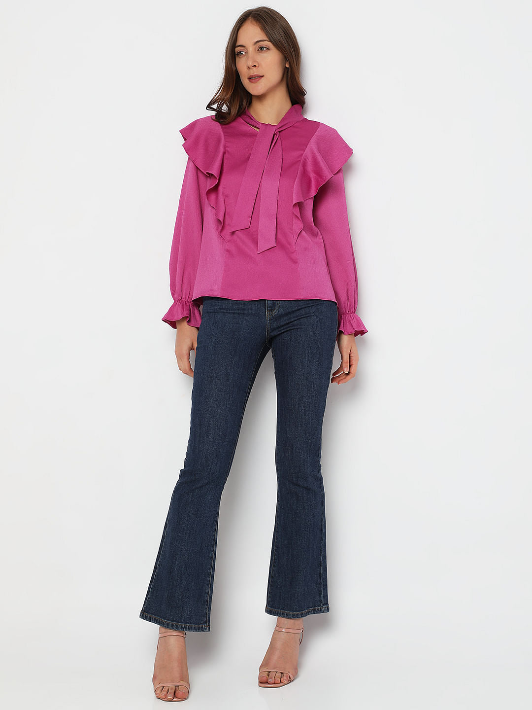 Purple Ruffle Sleeves Top