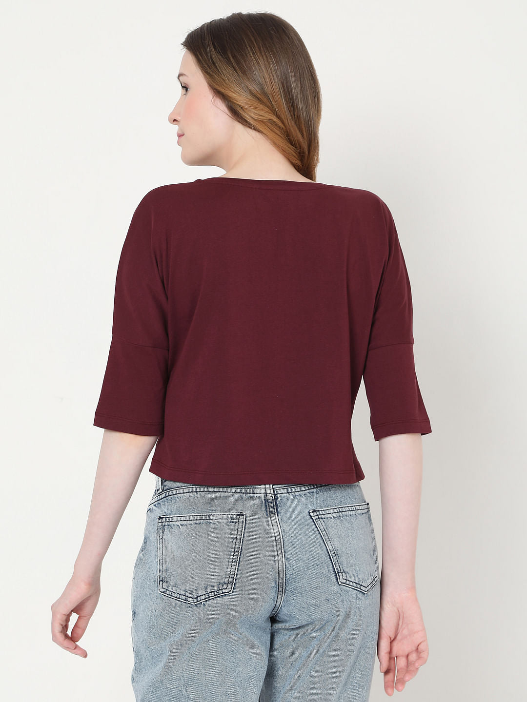 Maroon Text Print T-Shirt