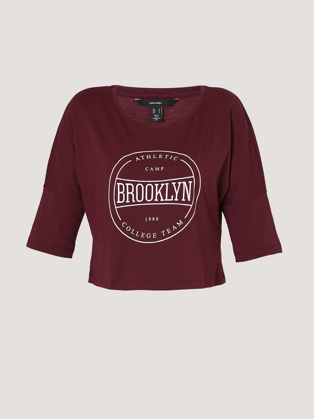Maroon Text Print T-Shirt