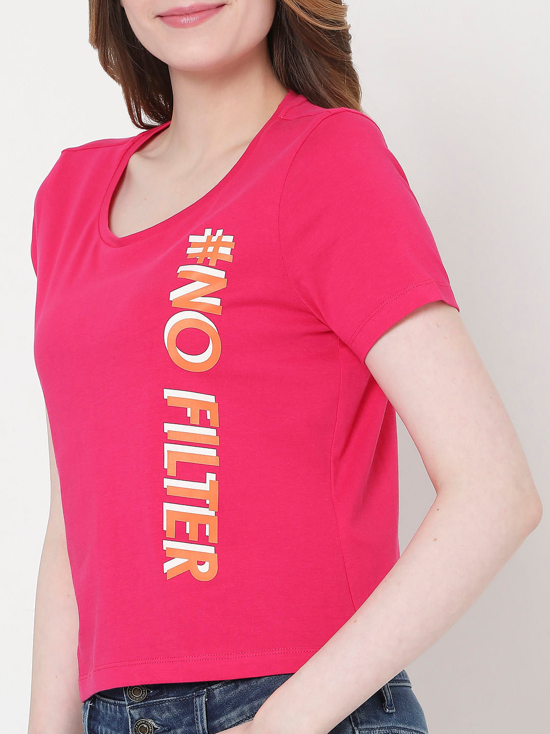 Pink Slogan Print T-Shirt