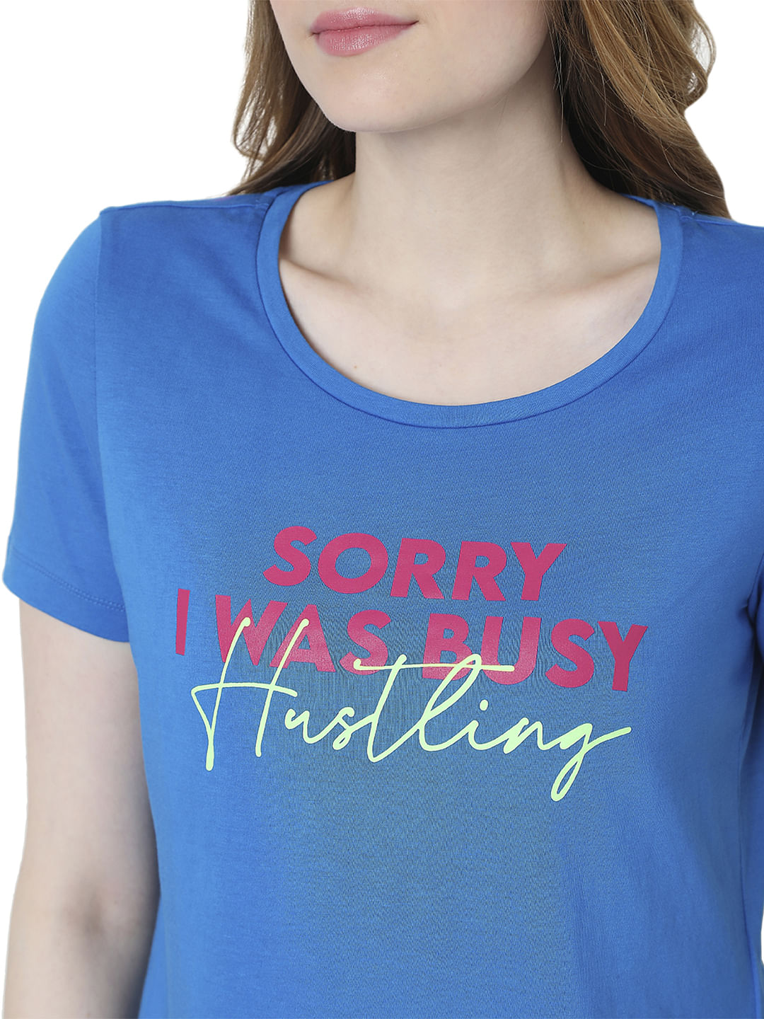 Blue Slogan Print T-Shirt