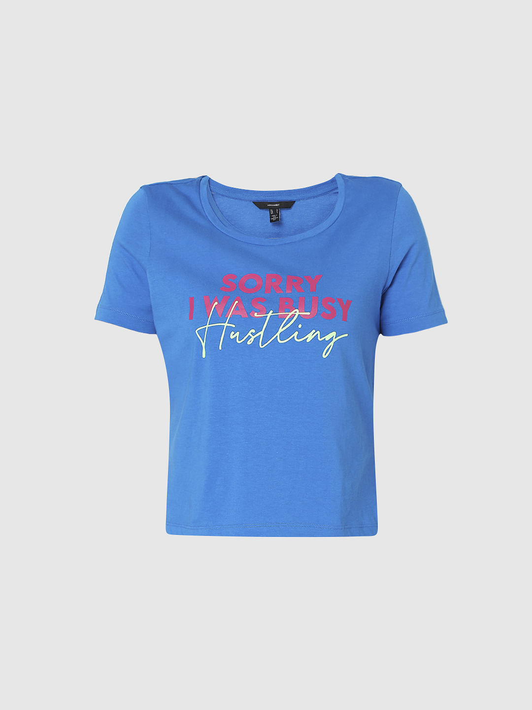 Blue Slogan Print T-Shirt