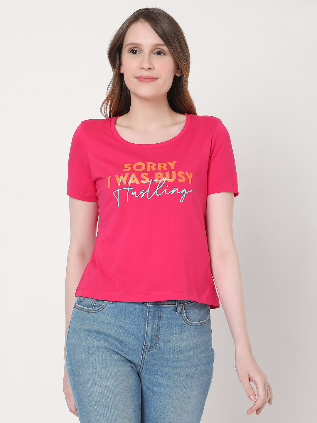 Pink Slogan Print T-Shirt