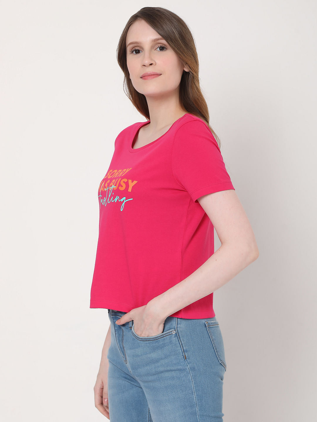 Pink Slogan Print T-Shirt