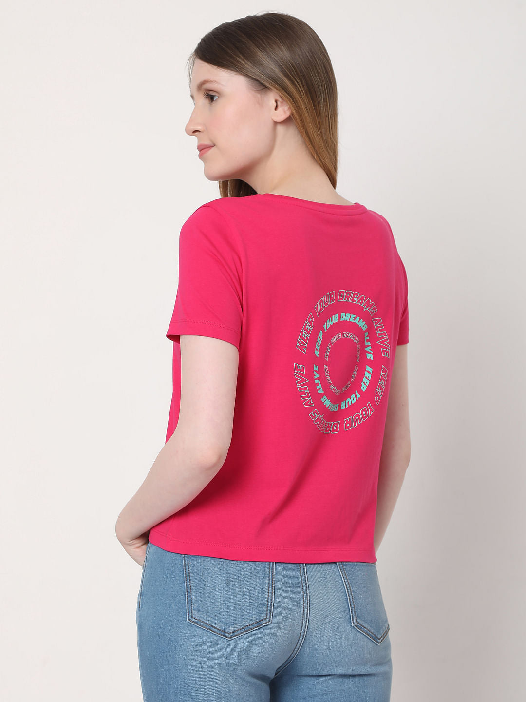Pink Slogan Print T-Shirt