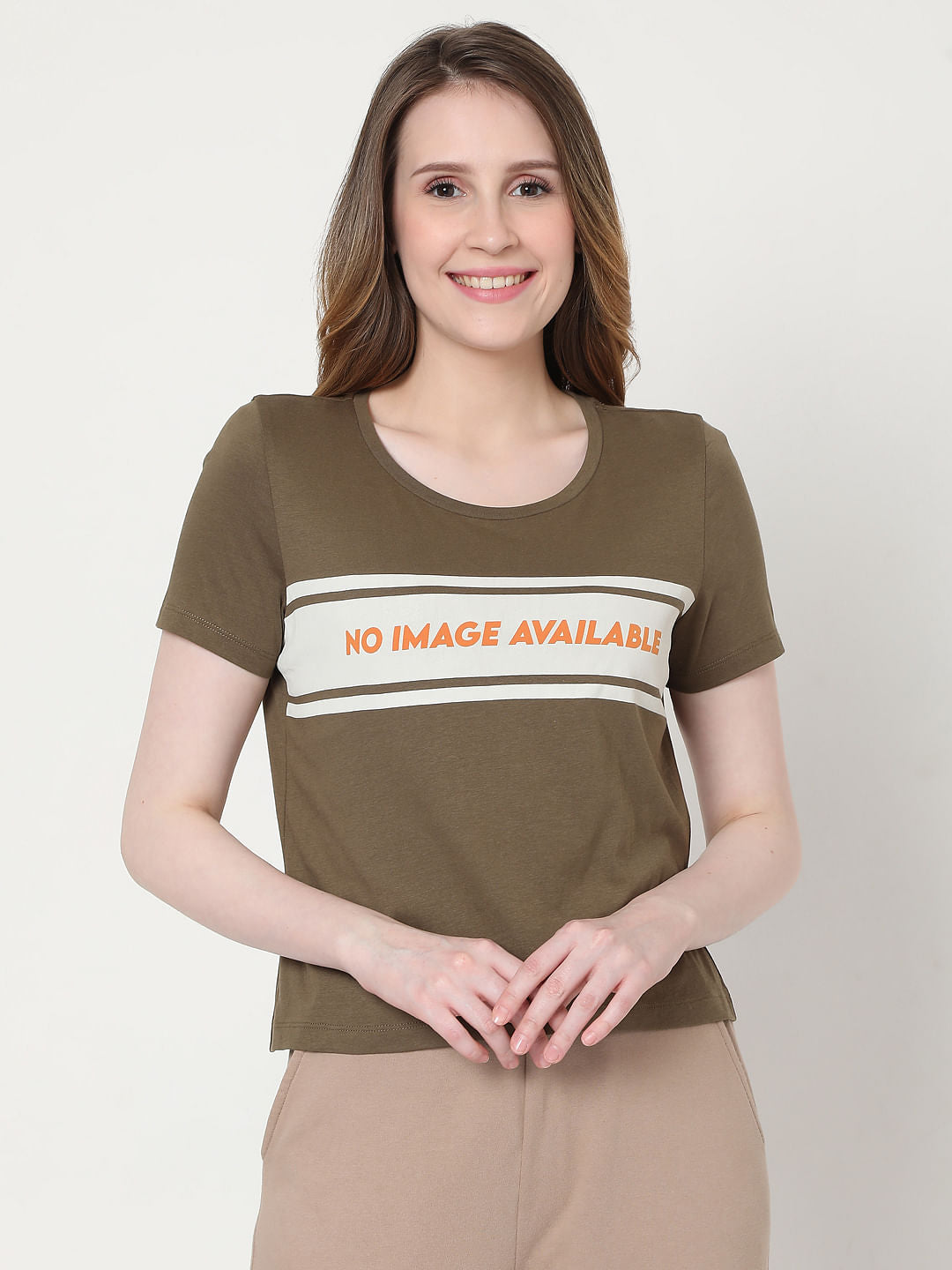 Green Text Print T-Shirt