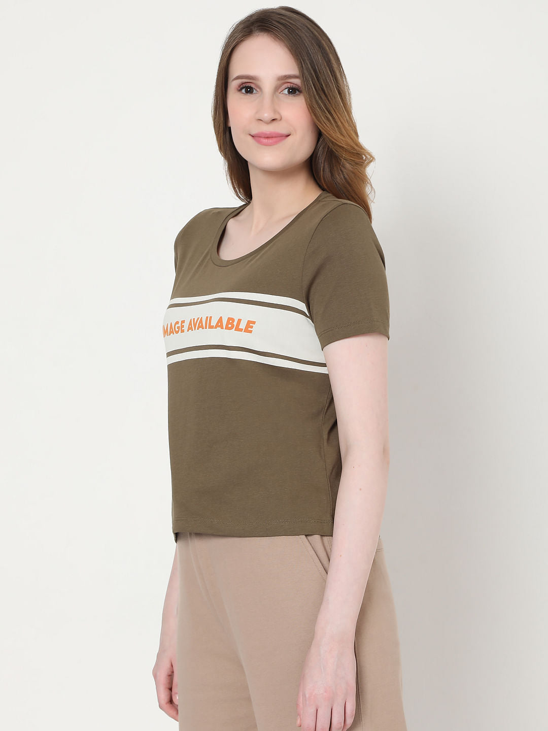 Green Text Print T-Shirt