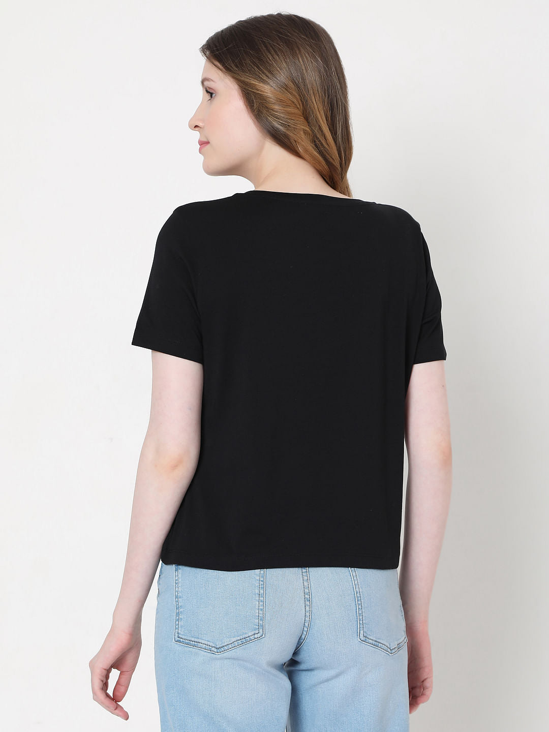 Black Text Print T-Shirt