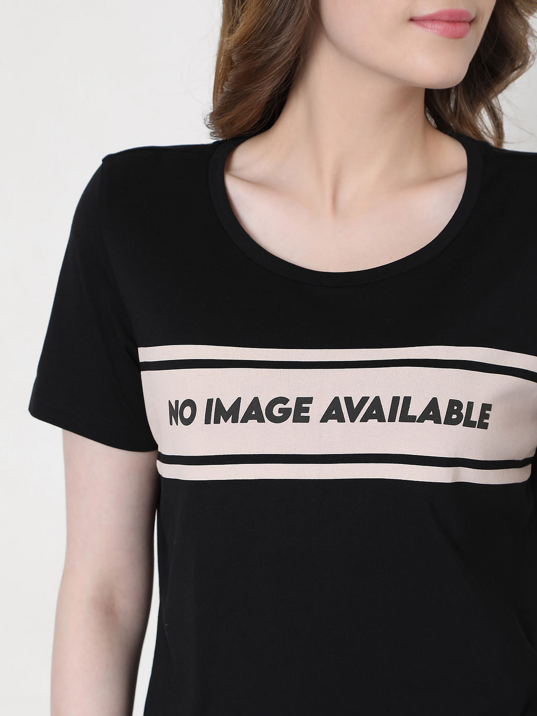 Black Text Print T-Shirt