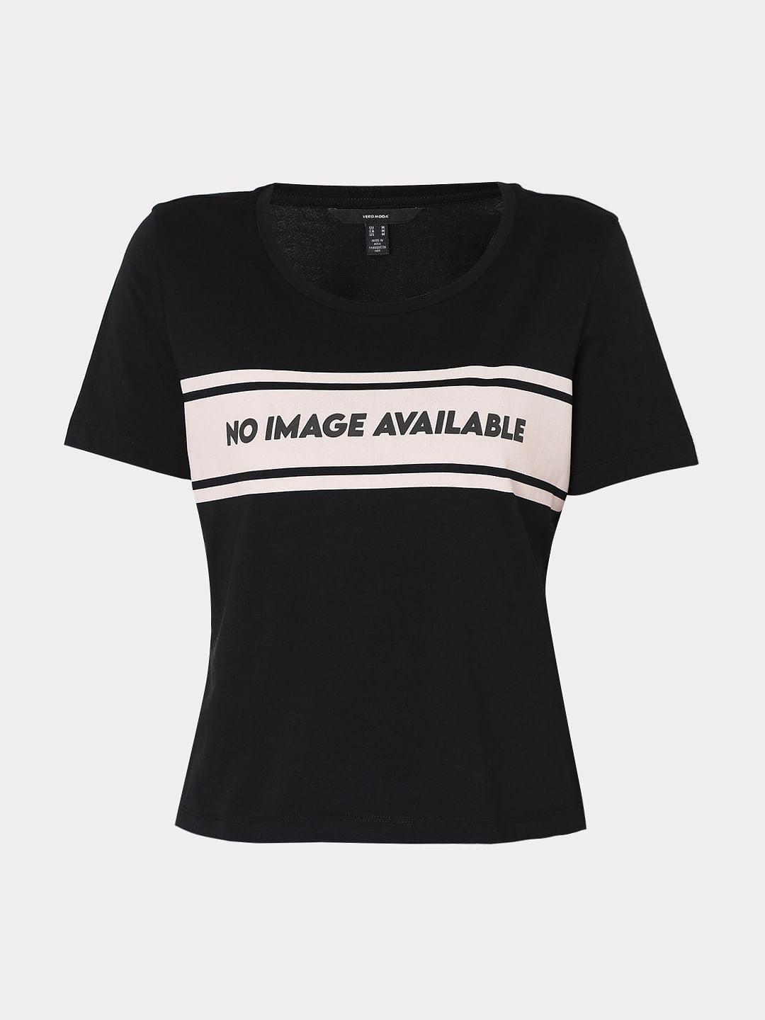 Black Text Print T-Shirt