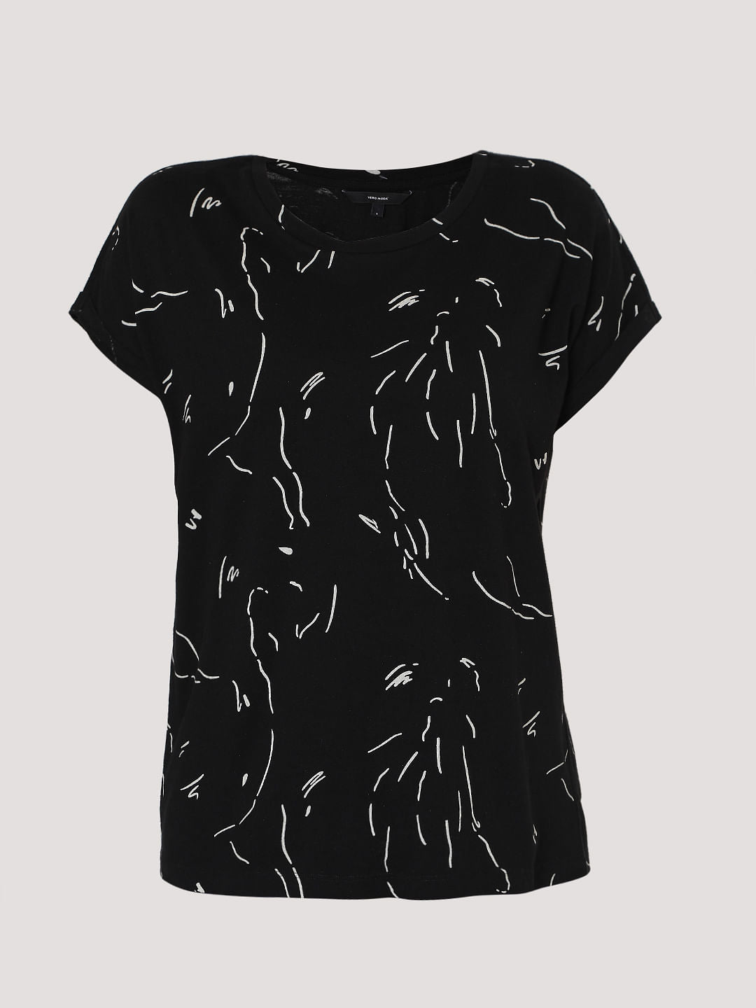 Black Abstract Print T-Shirt