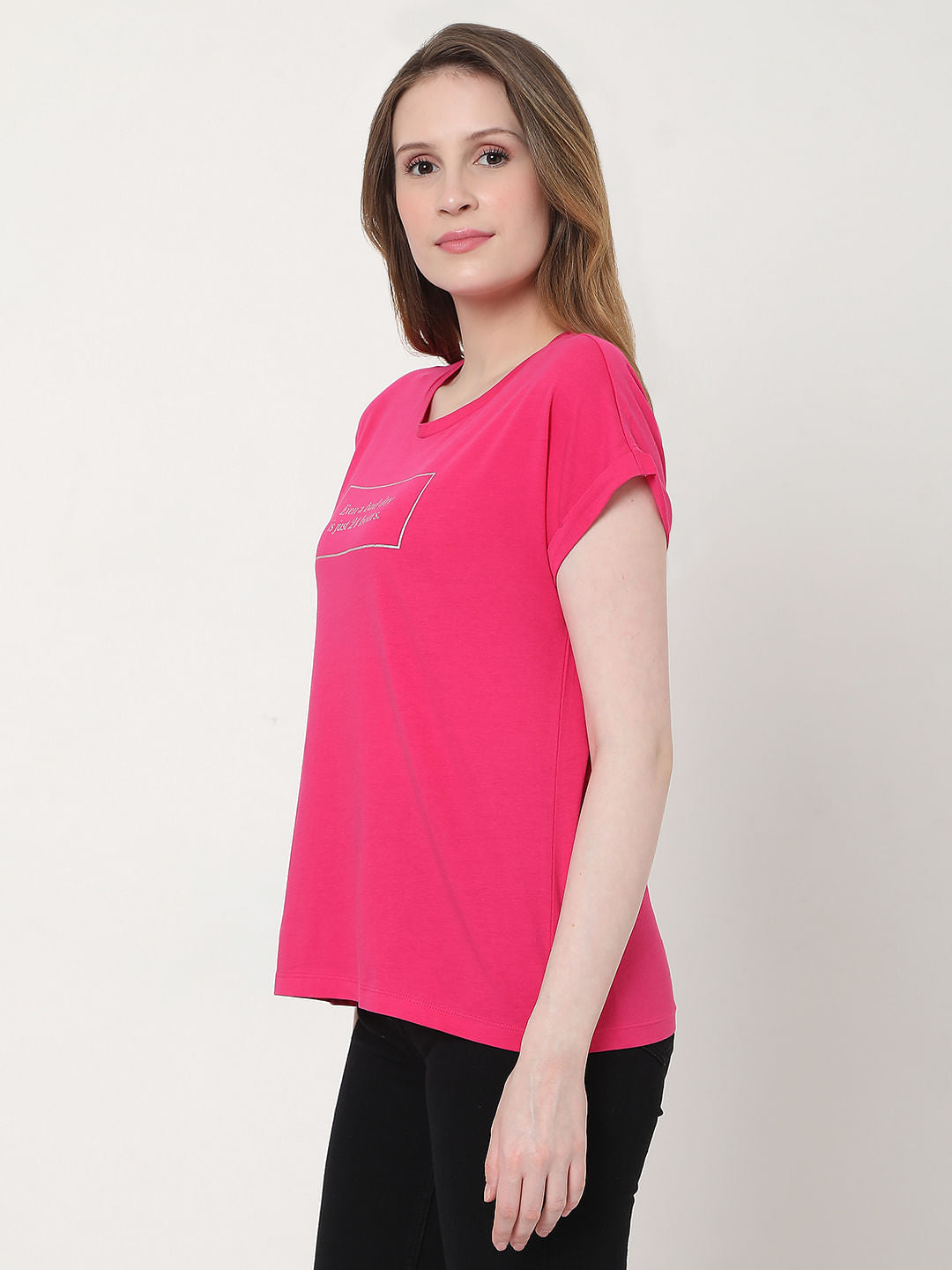 Pink Slogan Print T-Shirt