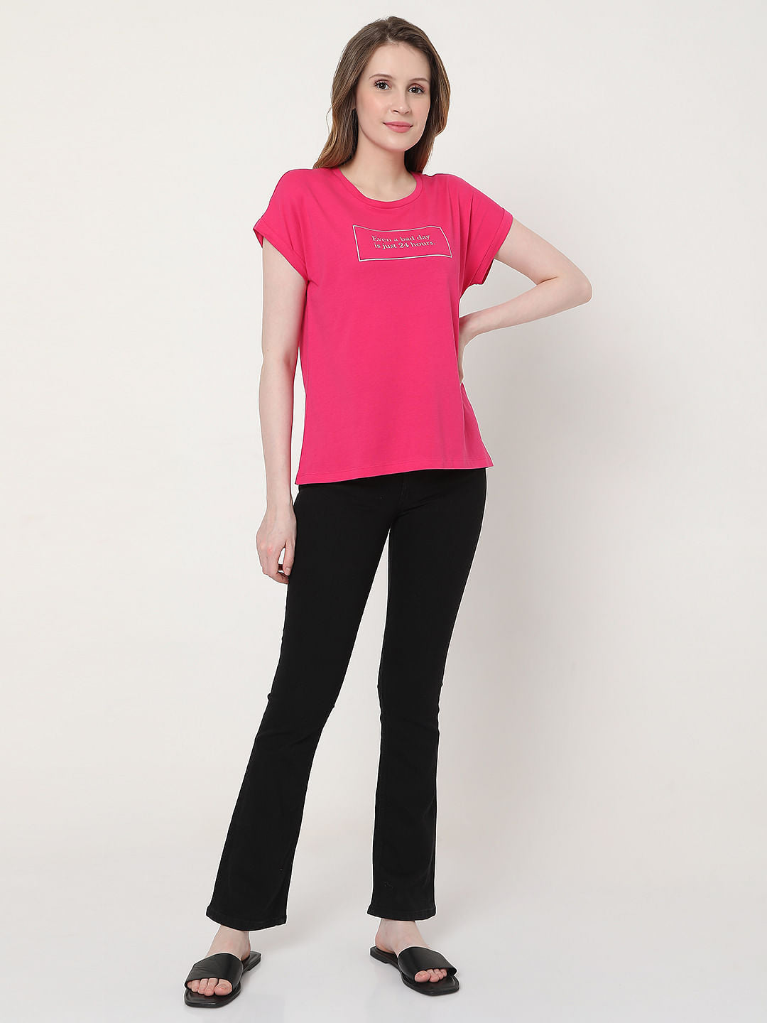 Pink Slogan Print T-Shirt