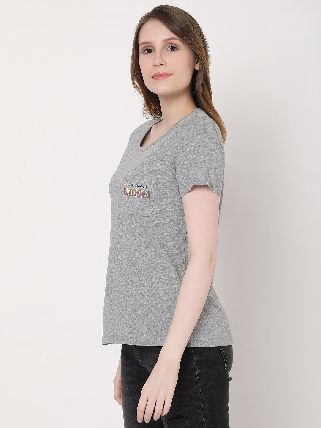 Grey Pocket Print T-Shirt