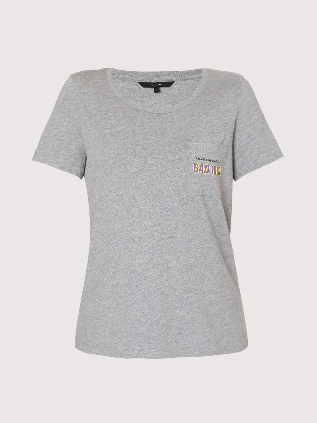 Grey Pocket Print T-Shirt