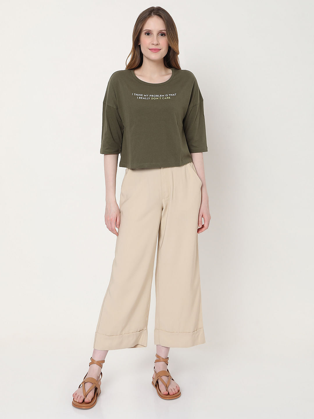 Green Slogan Print T-Shirt