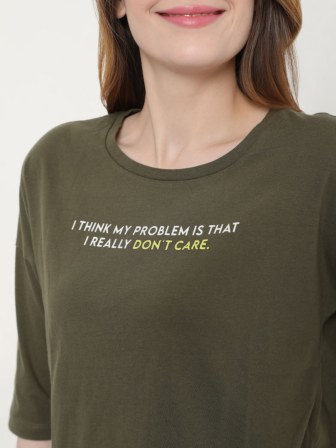 Green Slogan Print T-Shirt