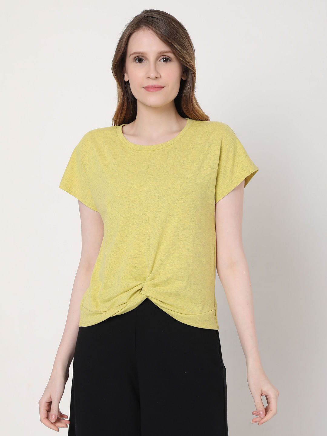 Yellow Front Twist Top