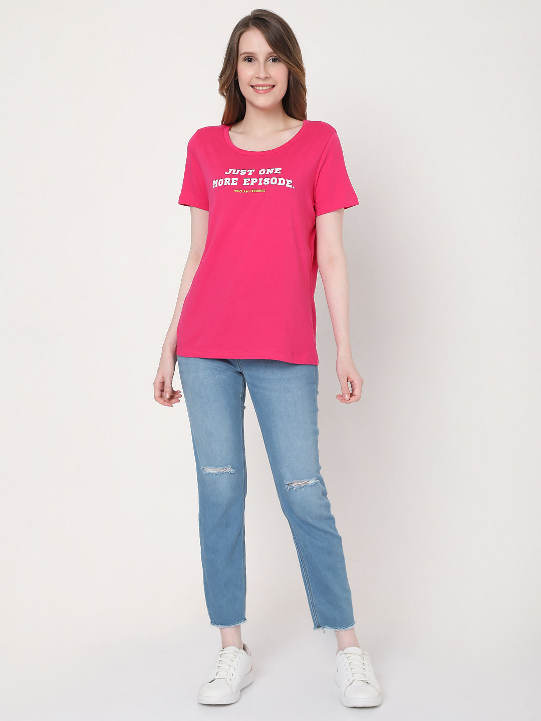 Pink Slogan Print T-Shirt