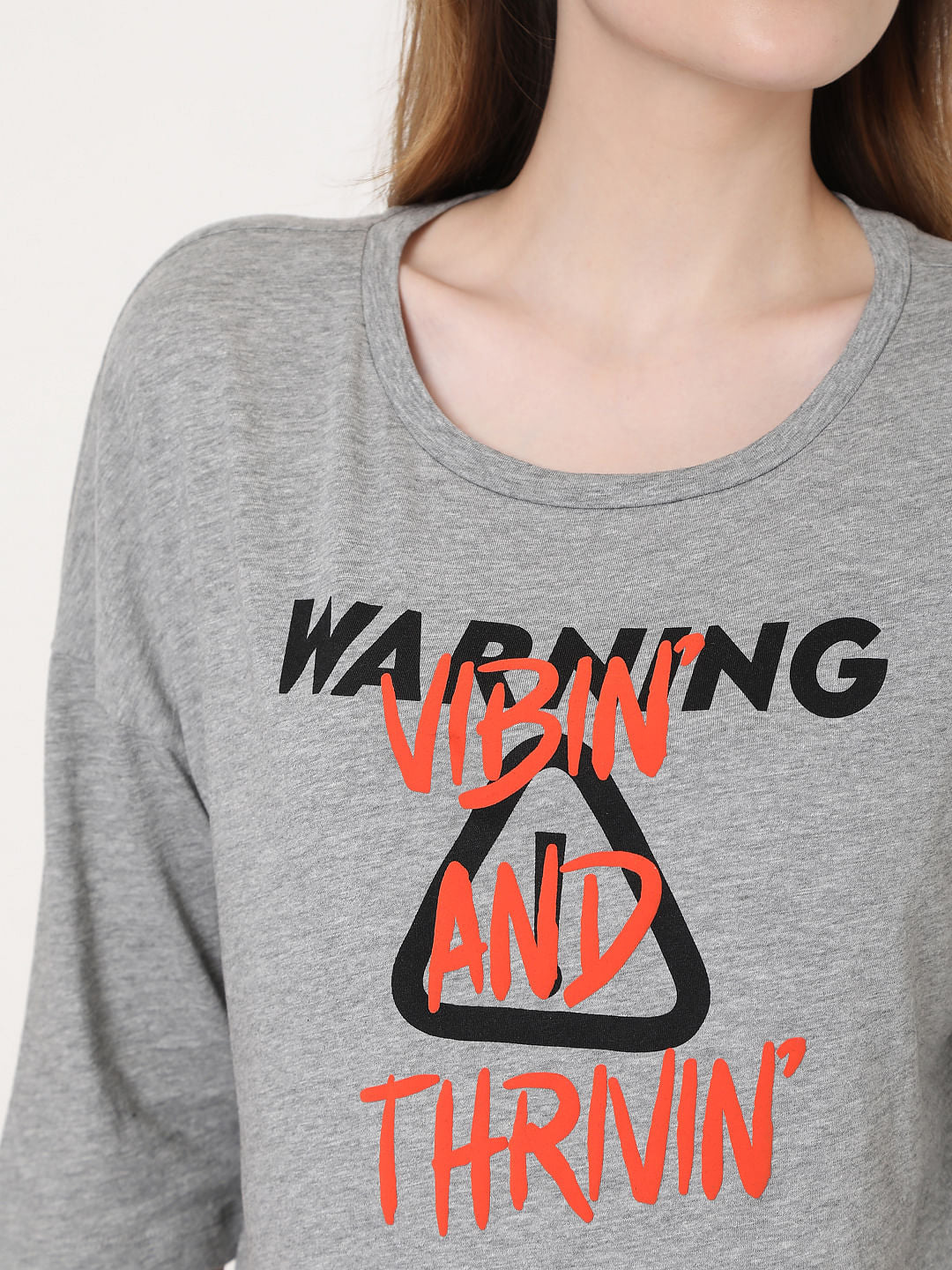 Grey Slogan Print T-Shirt
