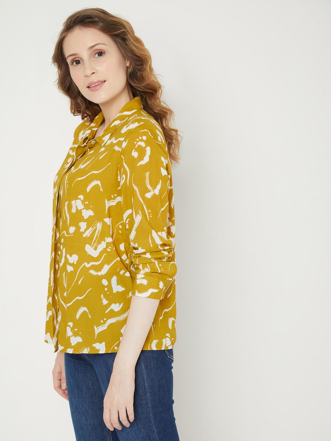 Mustard Abstract Print Shirt