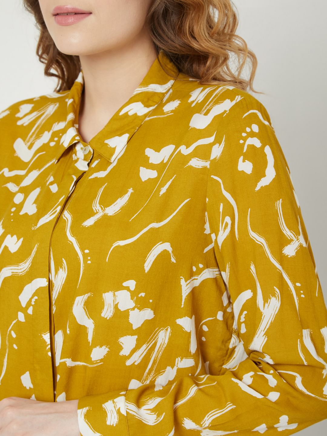 Mustard Abstract Print Shirt
