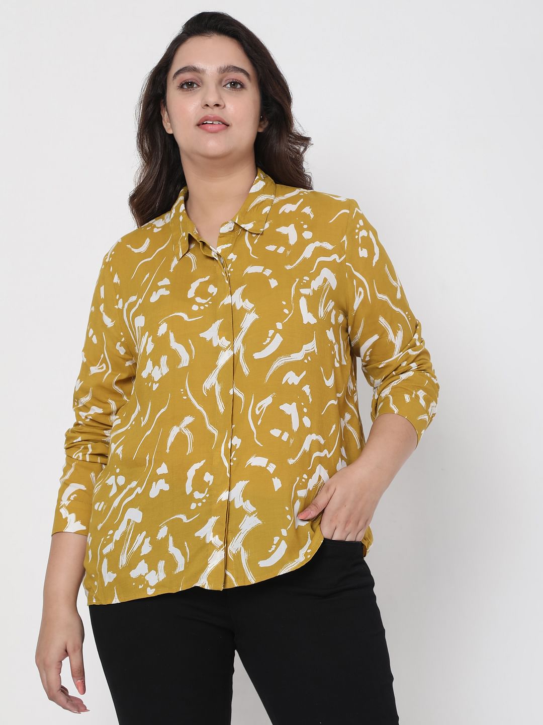 Curve Mustard Abstract Shirt