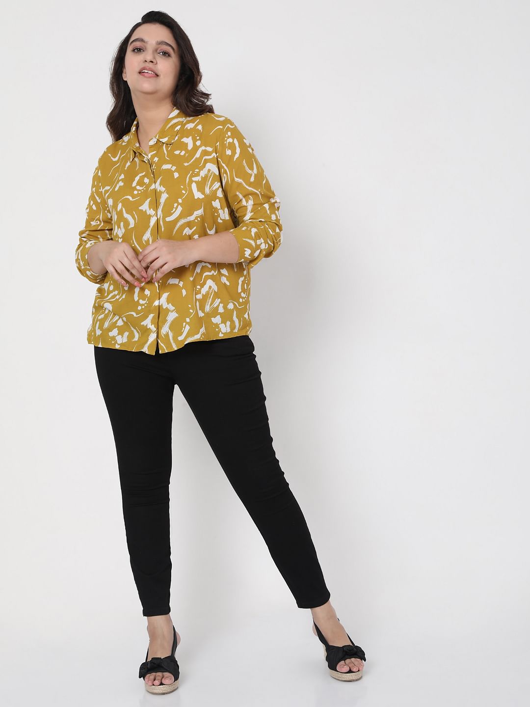 Curve Mustard Abstract Shirt