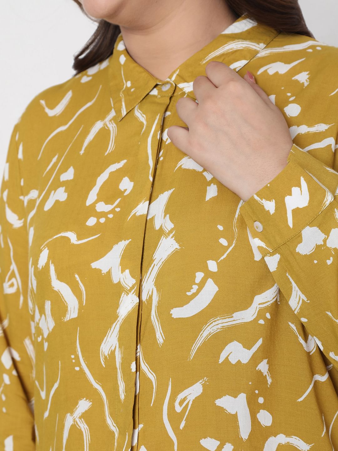 Curve Mustard Abstract Shirt