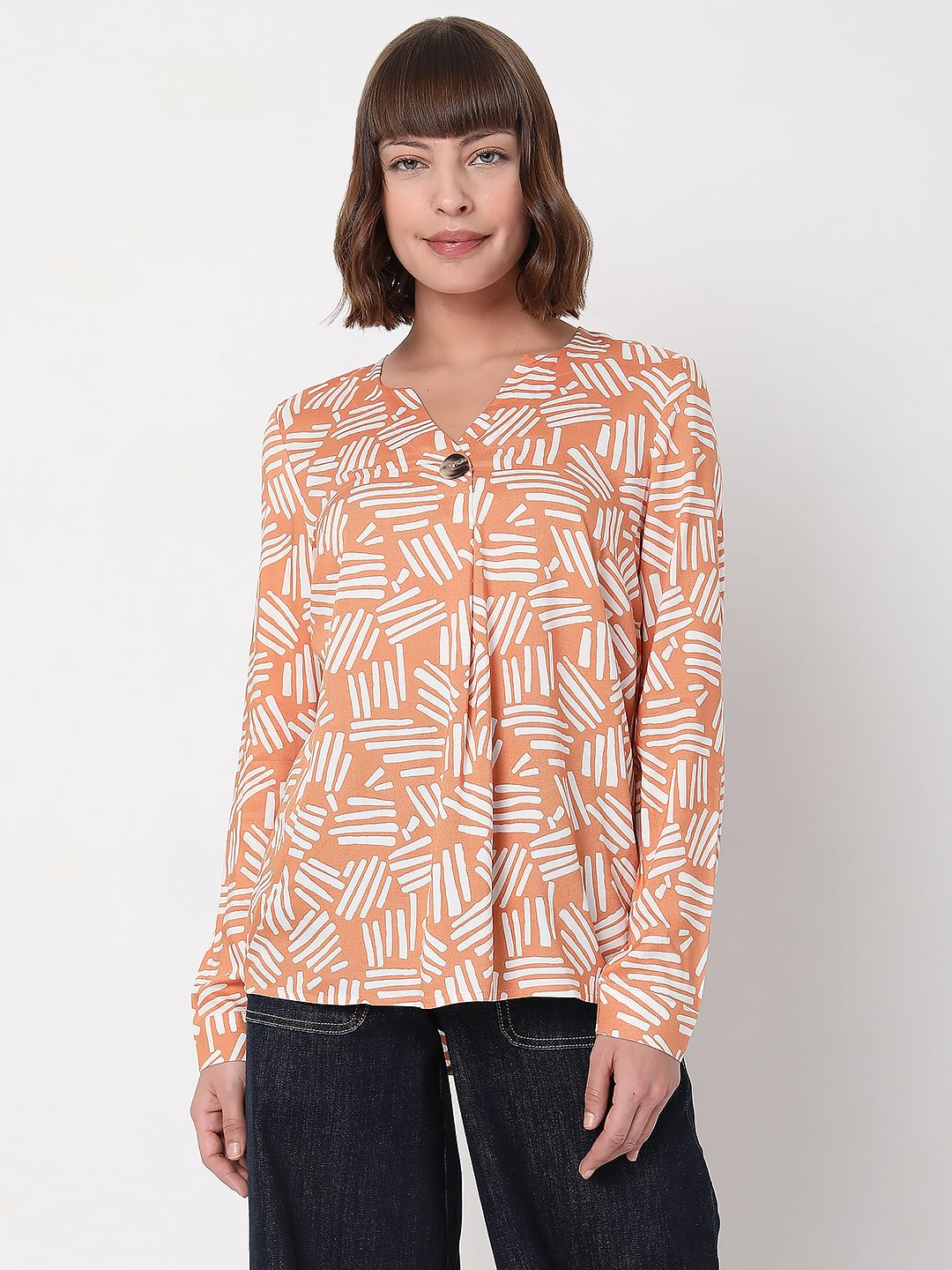 Orange Printed Top