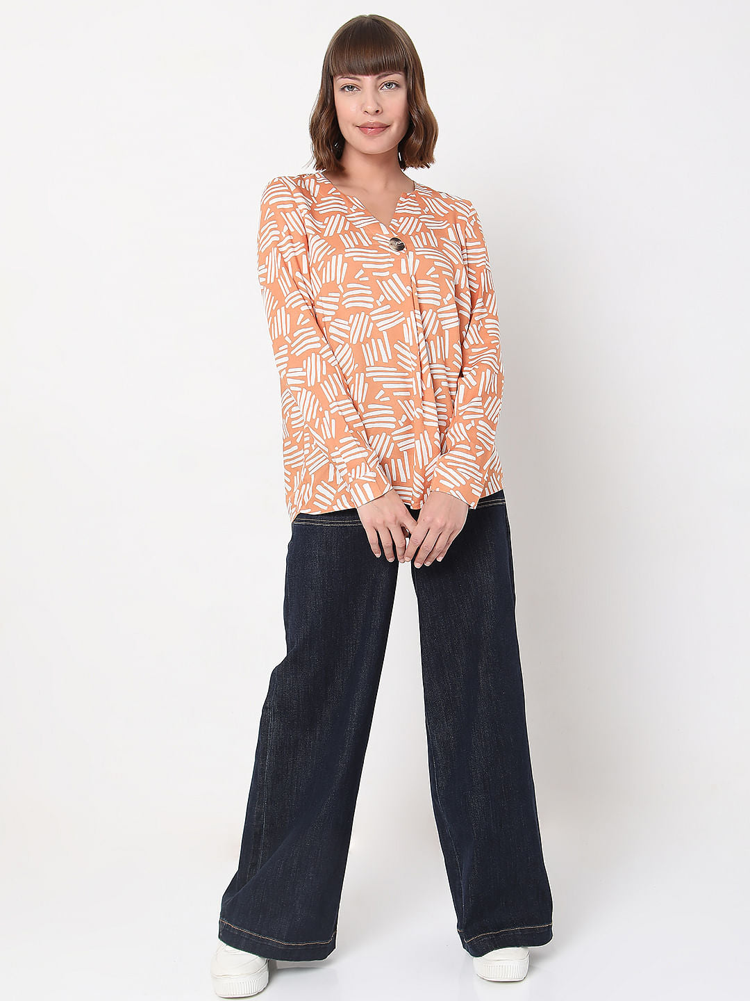 Orange Printed Top