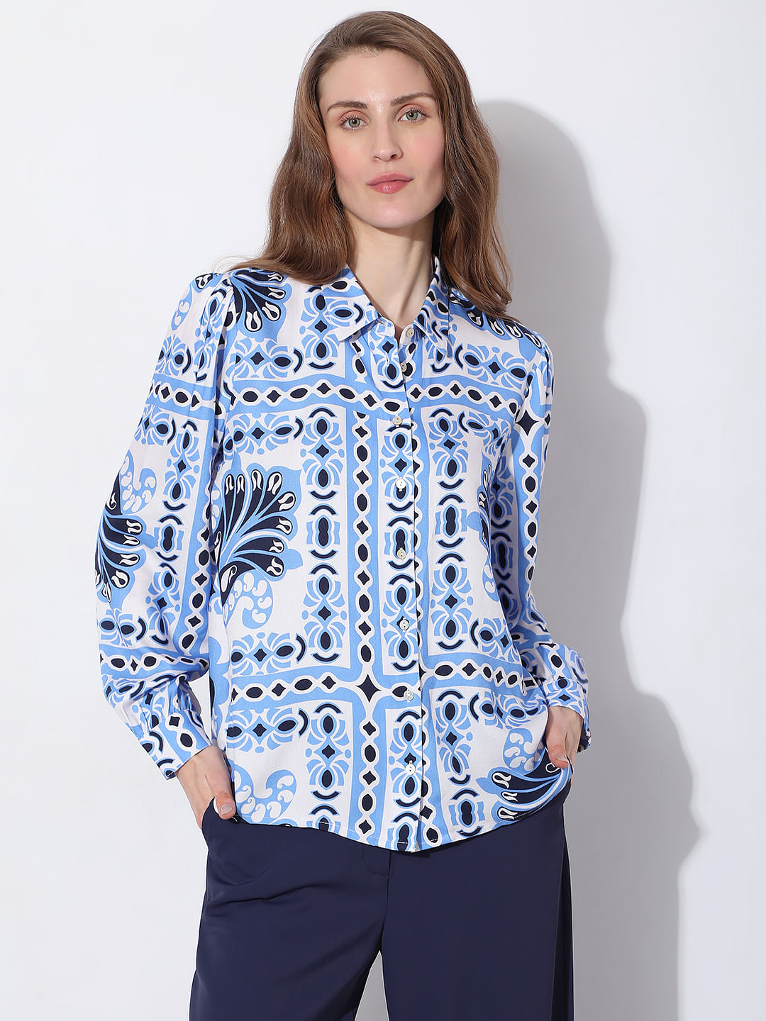 Blue Abstract Print Shirt