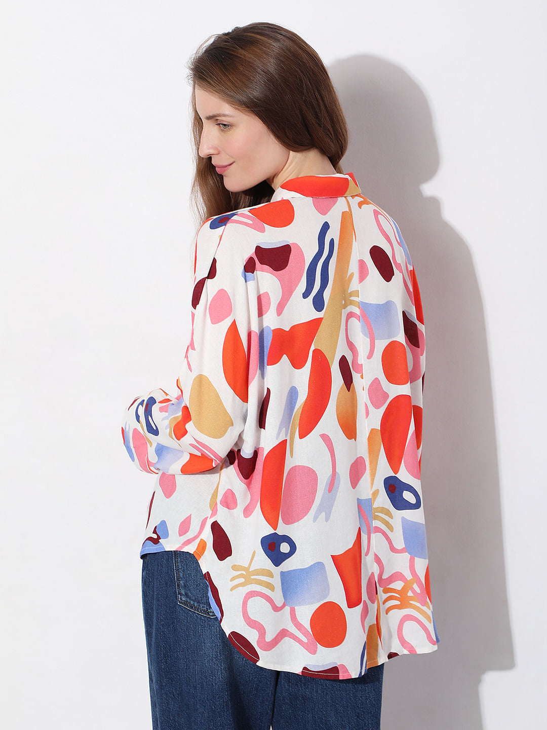 Orange Abstract Print Shirt