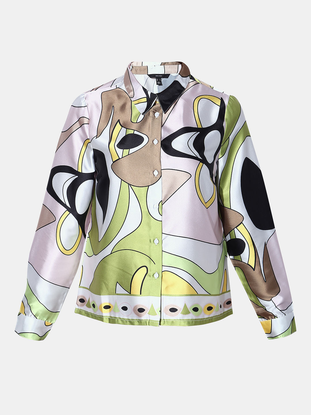 Green Abstract Print Satin Shirt