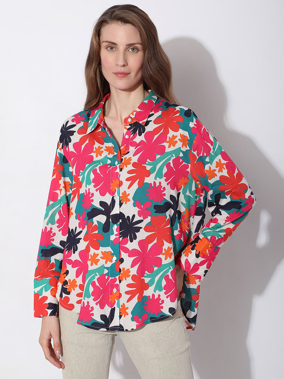 Pink Floral Print Shirt