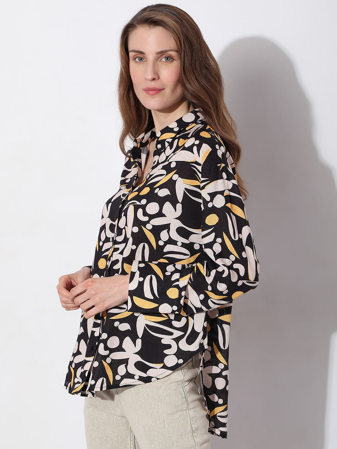 Black Printed Full Sleeves Shirt