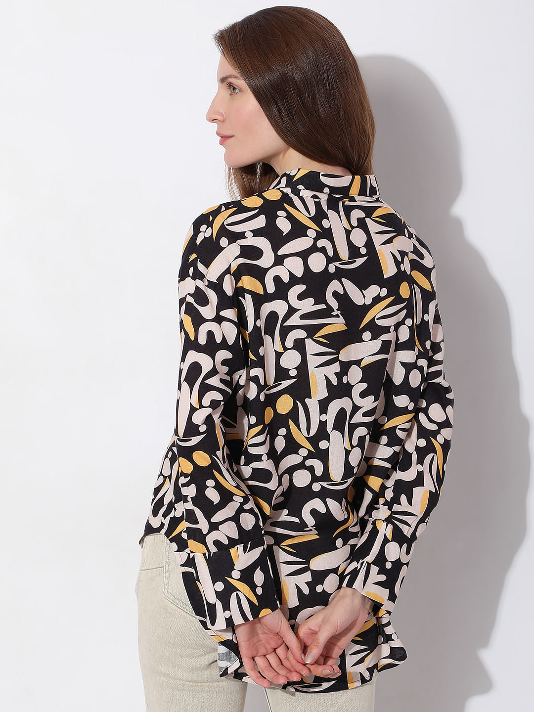 Black Printed Full Sleeves Shirt