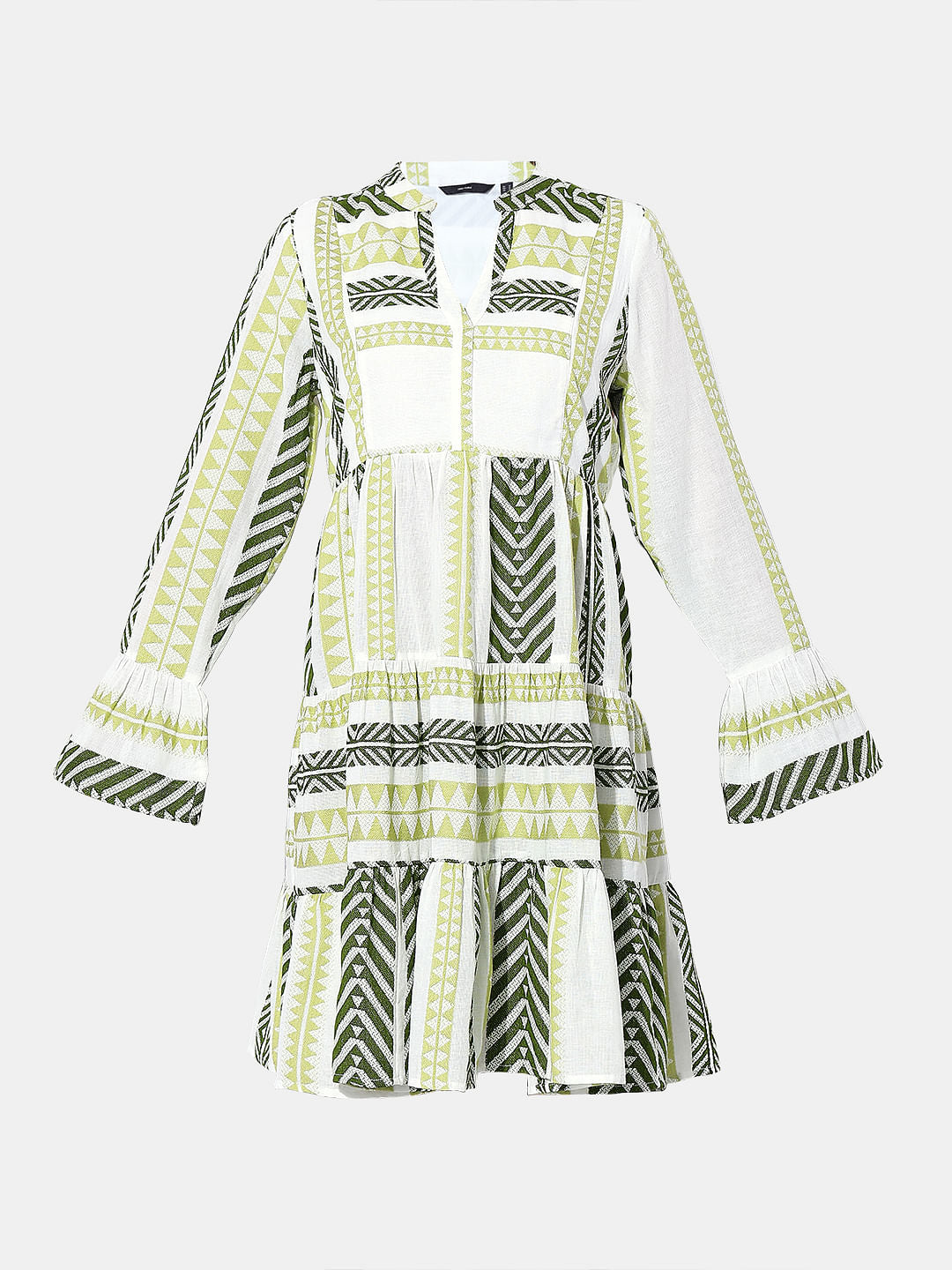 Green Chevron Print Shift Dress