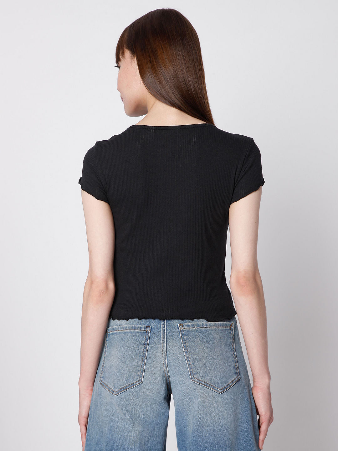 Black Rib Knit Top