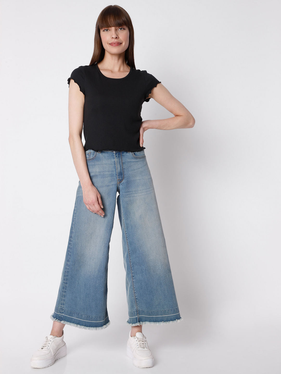 Black Rib Knit Top