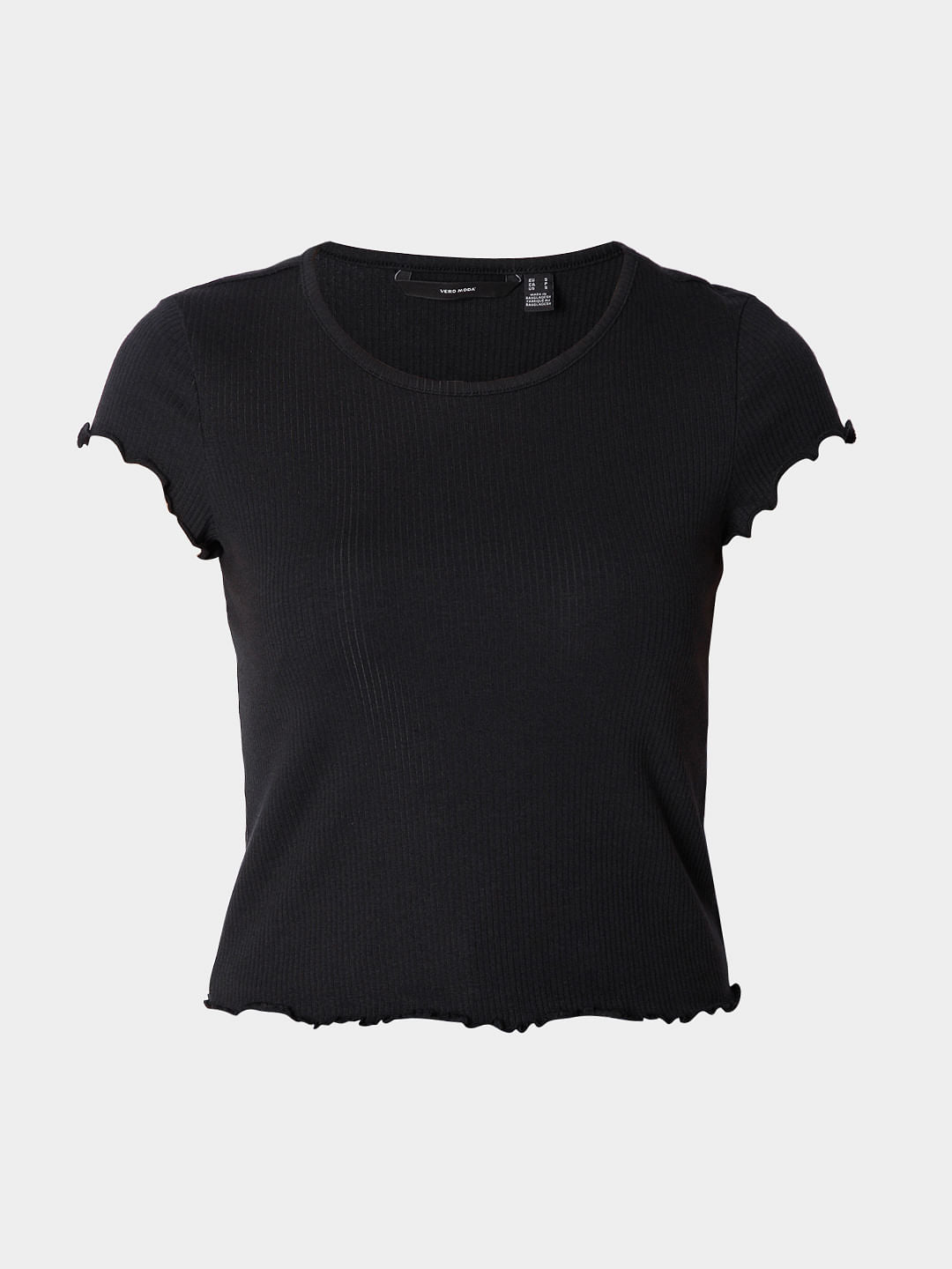 Black Rib Knit Top