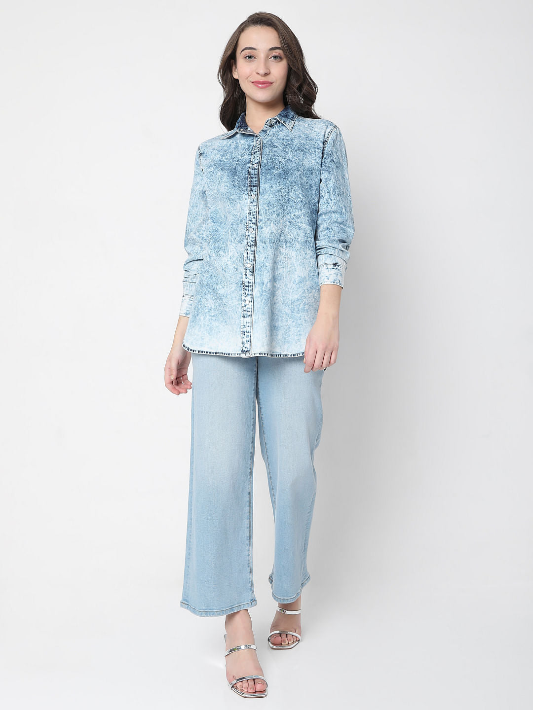 Blue Acid Washed Denim Shirt